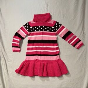 Gymboree Knit Sweater Dress Girl 5 Pink Turtleneck Stripe Pattern Preppy Classic